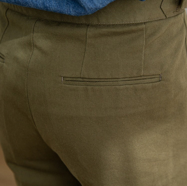 Pantalón "Antibes" de Gabardina de Algodón, Corte Recto