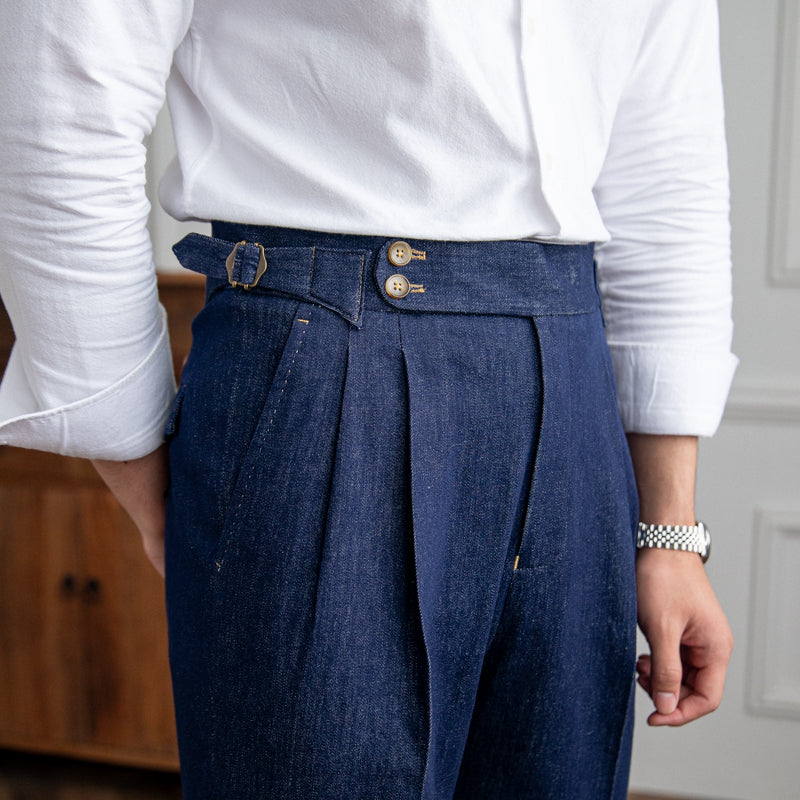 Pantalón de Mezclilla "Rome" Estilo Workwear con Doble Pliegue