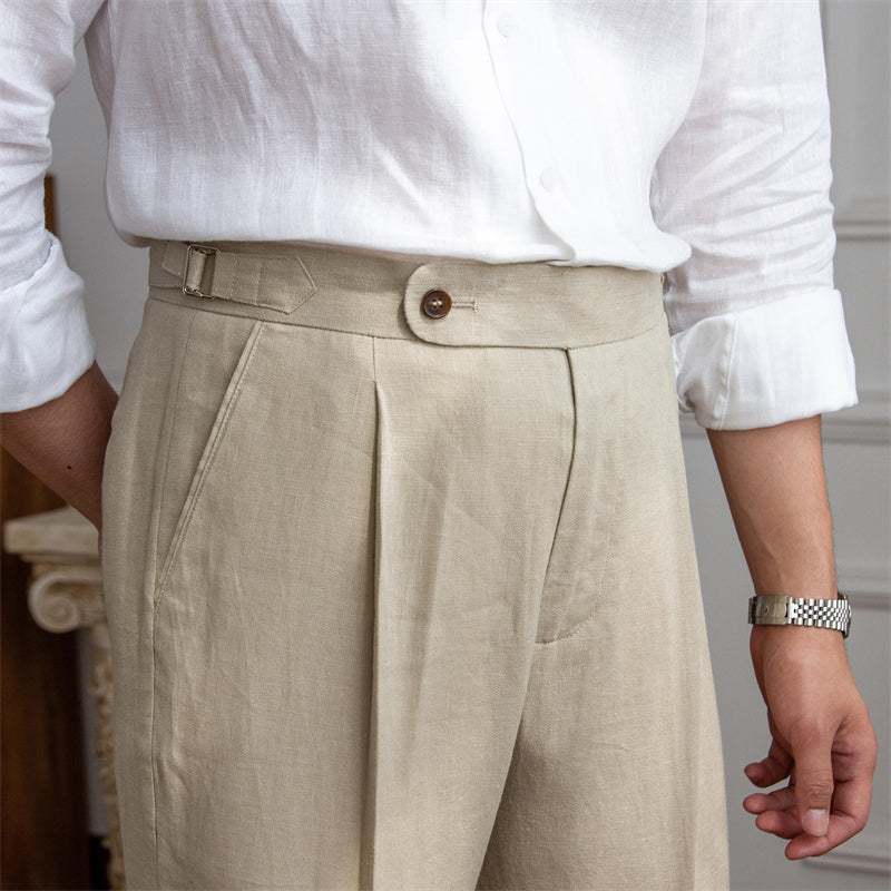 Pantalón "Monte Carlo" de Lino con Pliegue