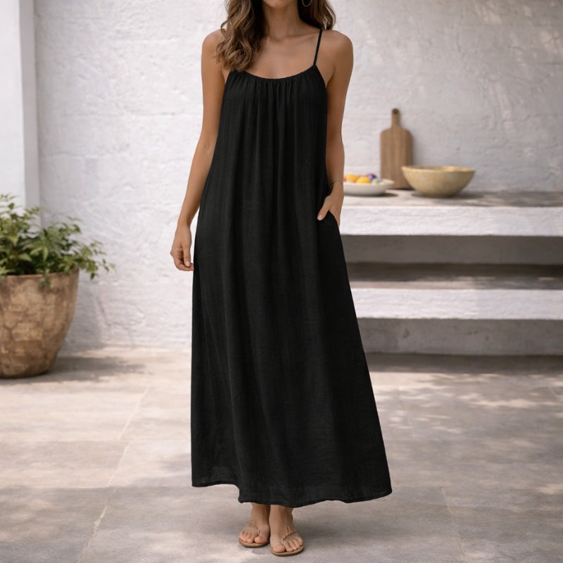 ISLA | Vestido Maxi Fresco con Cintura Ajustable para un Ajuste Perfecto a tu Medida