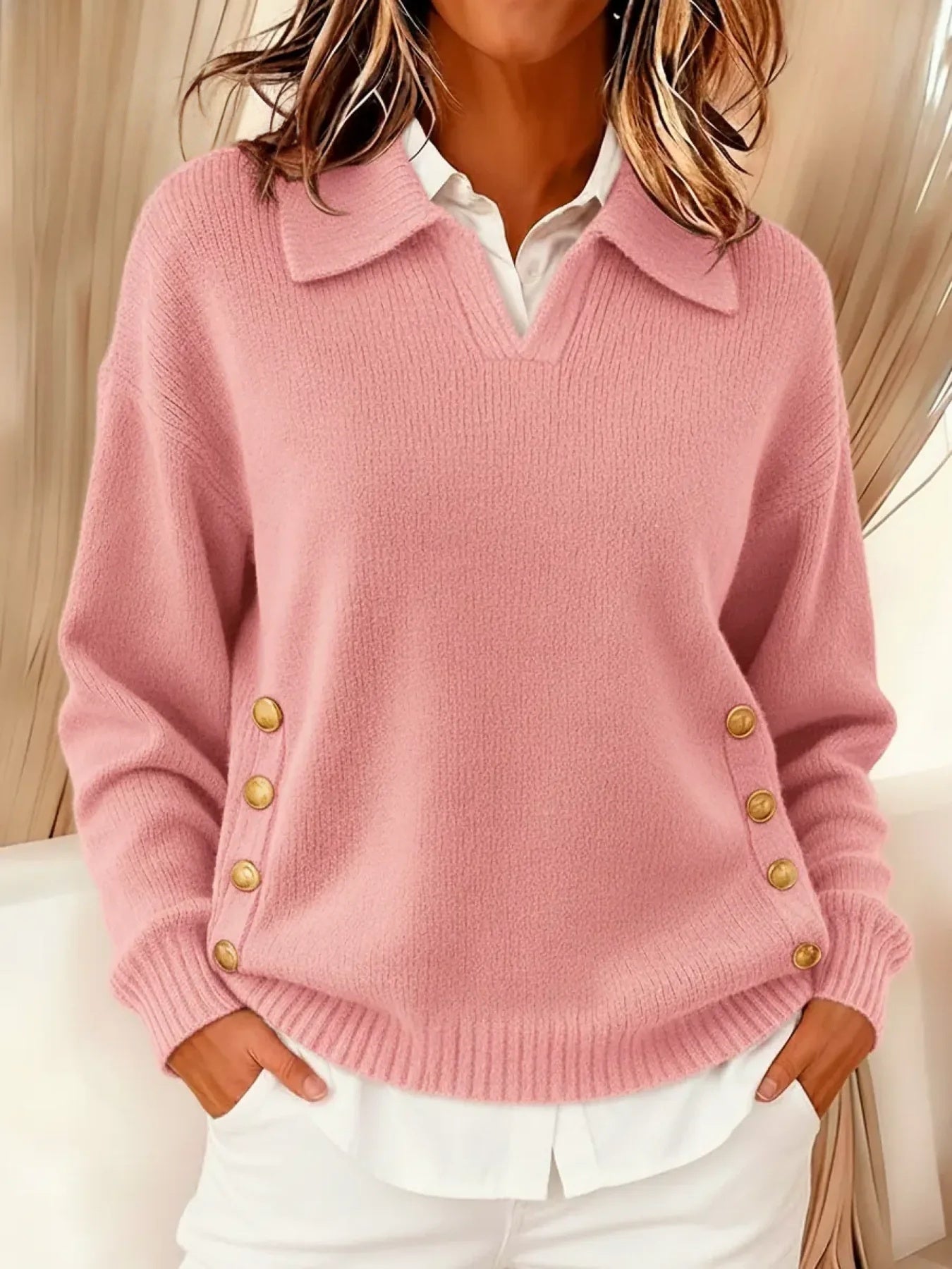 Vicenta | Suéter con Cuello Polo y Botones