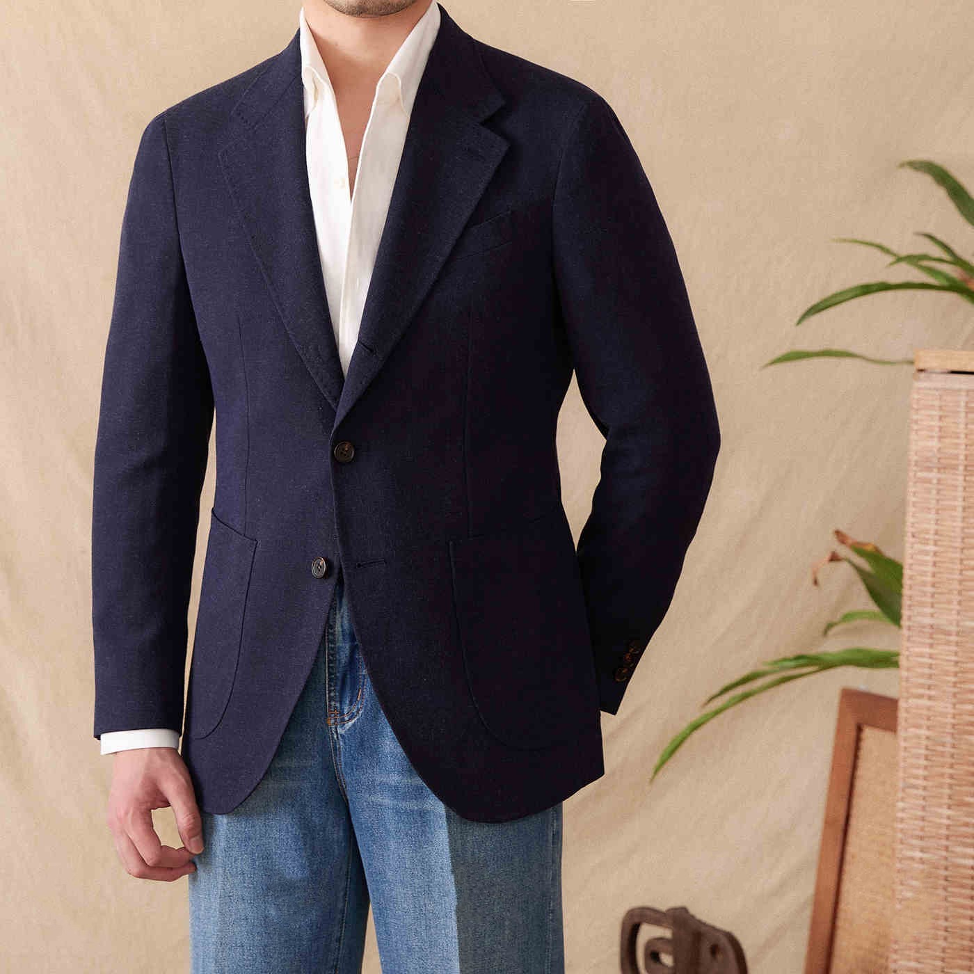 Chamarra Blazer Deportiva "Monaco" de Mezcla de Lino