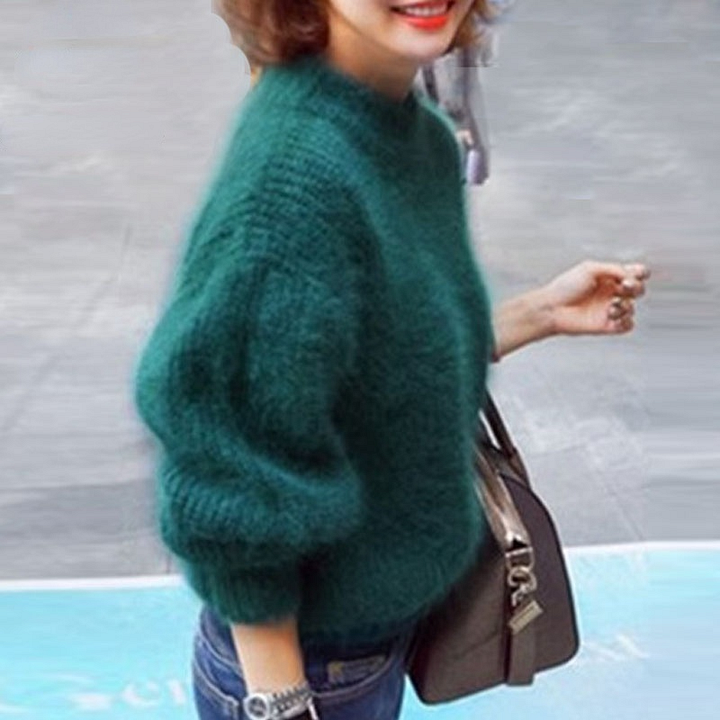 Suéter tejido de angora Kanita color verde