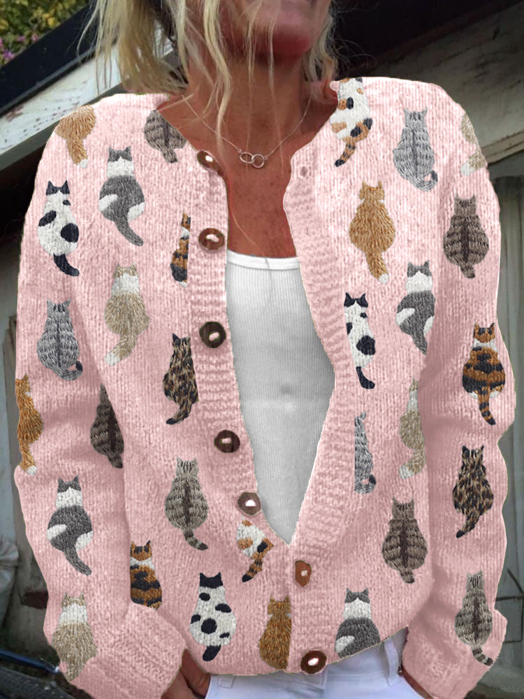 Charlotte | Cárdigan Calientito Estampado de Gatos