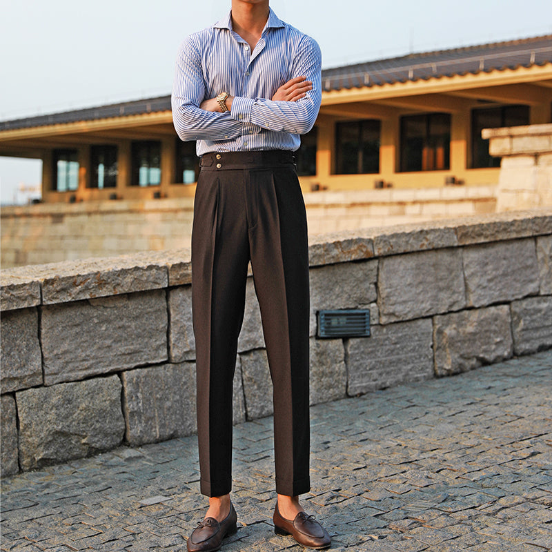Pantalón "Lorenzo" con Pliegue y Doble Botón