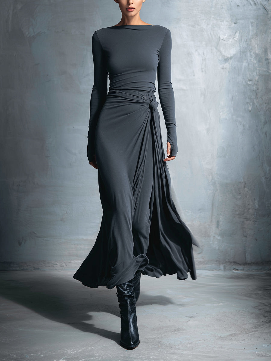 Natalia | Vestido Maxi con Moño Lateral