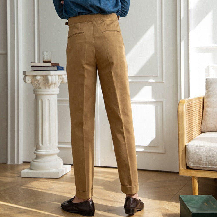 Pantalón "Antibes" de Gabardina de Algodón, Corte Recto