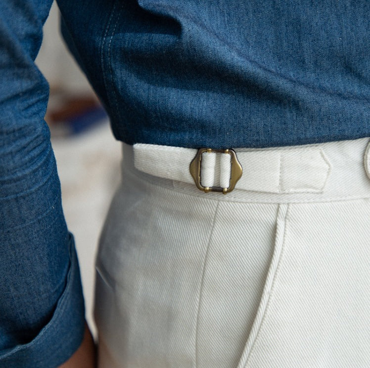 Pantalón "Antibes" de Gabardina de Algodón, Corte Recto