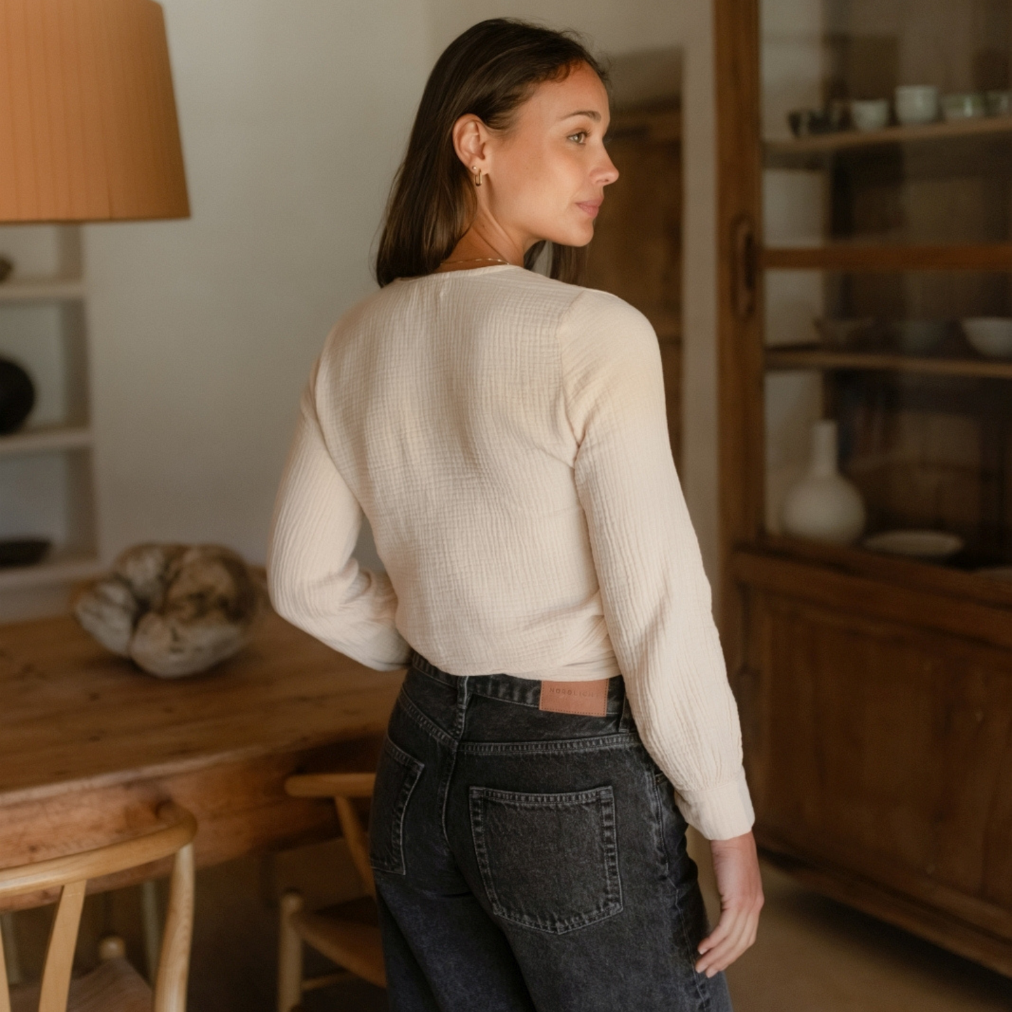 Blusa cruzada de muselina Freda