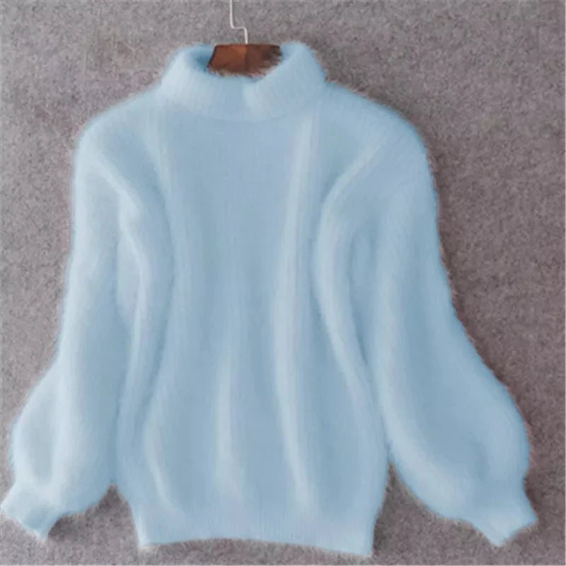 Suéter tejido de angora Kanita color azul