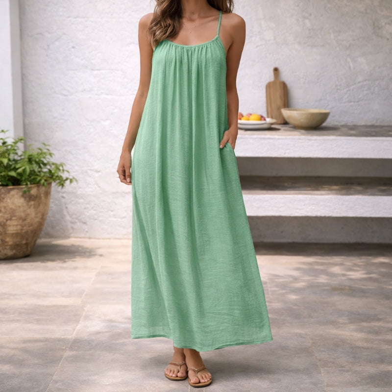 ISLA | Vestido Maxi Fresco con Cintura Ajustable para un Ajuste Perfecto a tu Medida