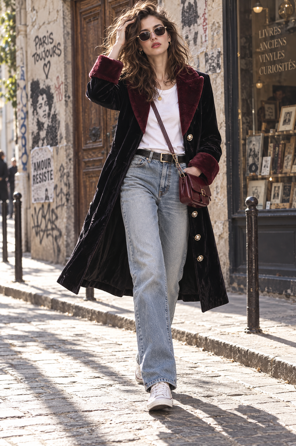 Abrigo de Terciopelo Vintage Quiet Luxury con Botones y Solapa Mullida