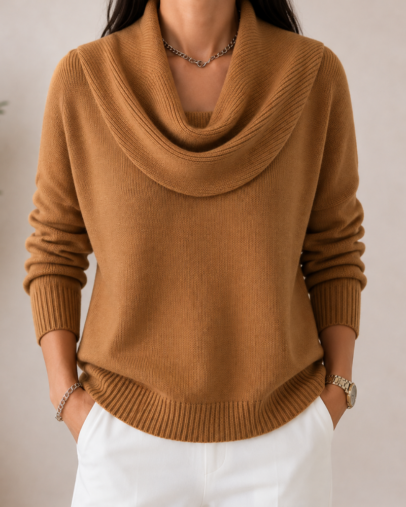 Caralina™ | Suéter Tejido Elegante con Cuello Ondulado
