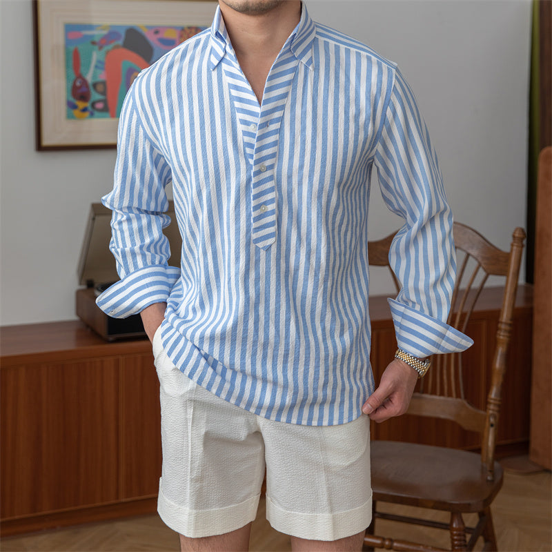 Camisa "St. Tropez" de Seersucker a Rayas