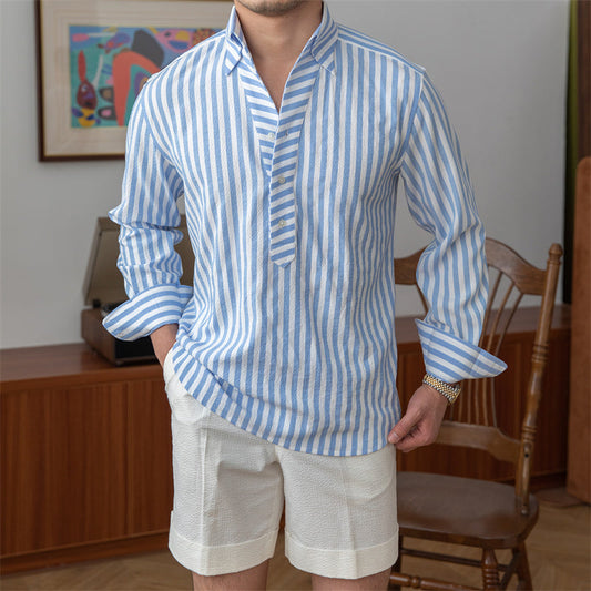 Camisa "St. Tropez" de Seersucker a Rayas
