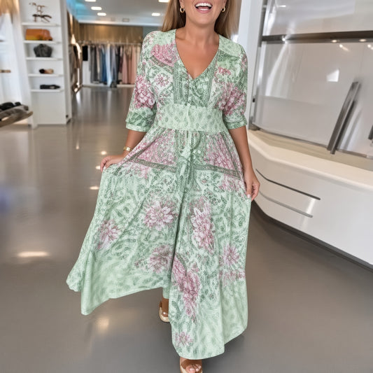 Diletta | Vestido con estampado floral - Verde