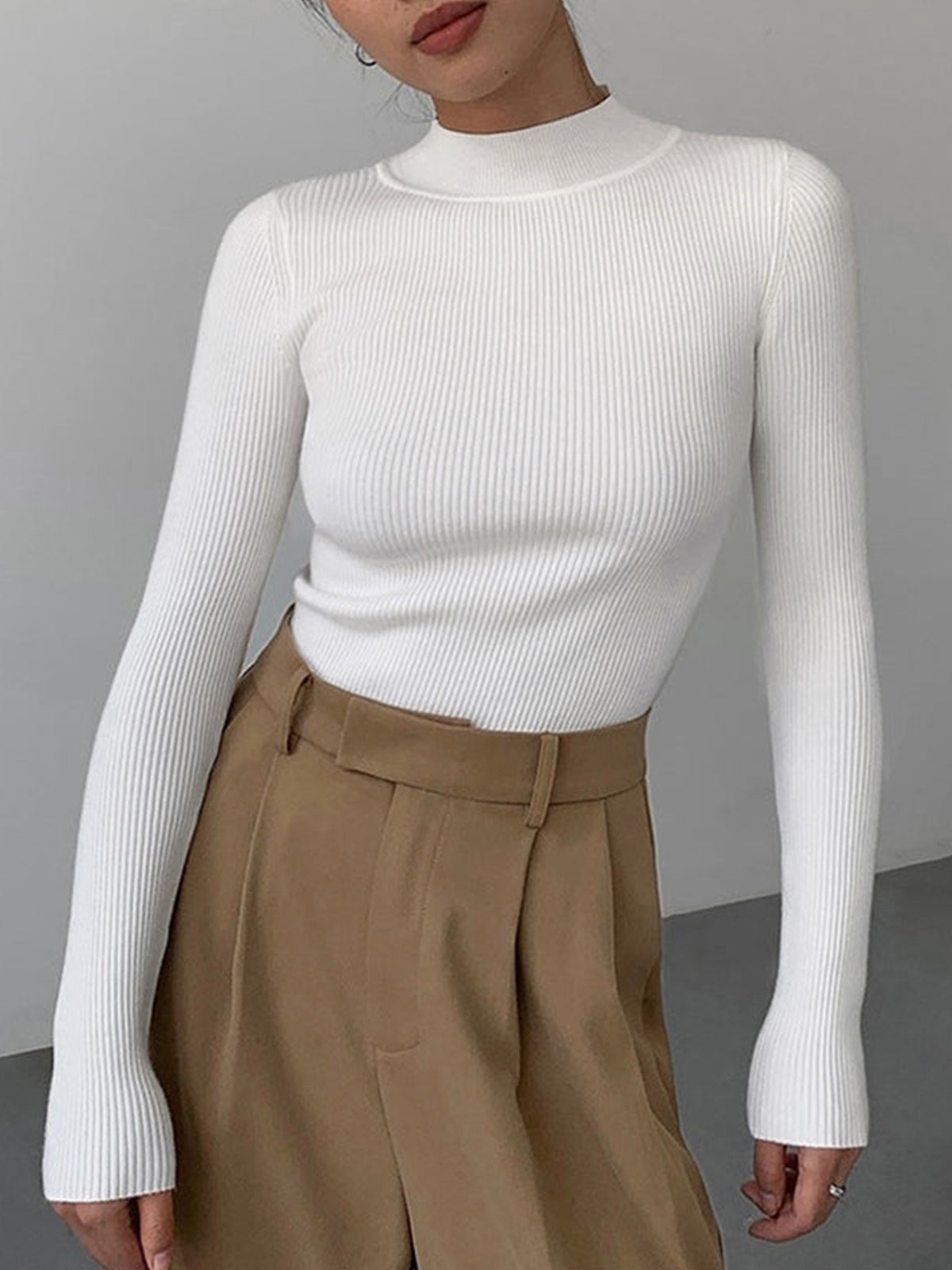 Anais | Blusa Acanalada de Cuello Alto