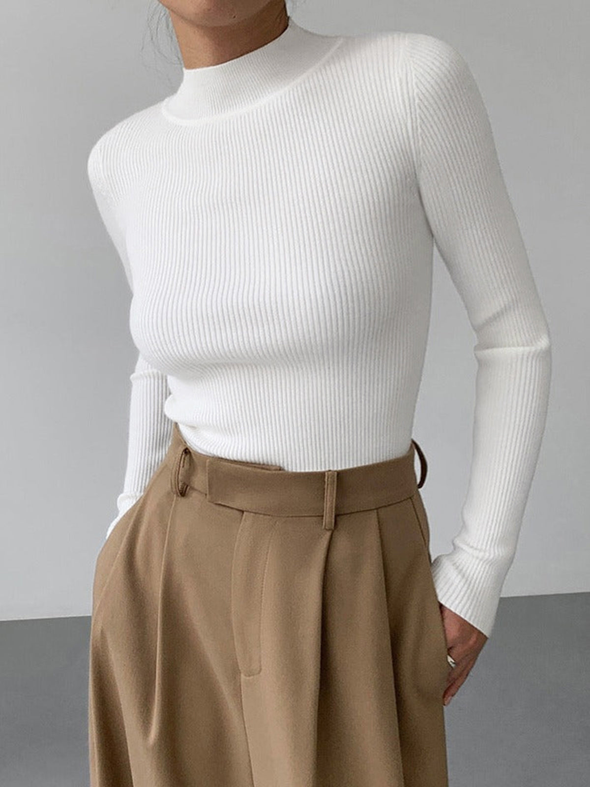 Anais | Blusa Acanalada de Cuello Alto