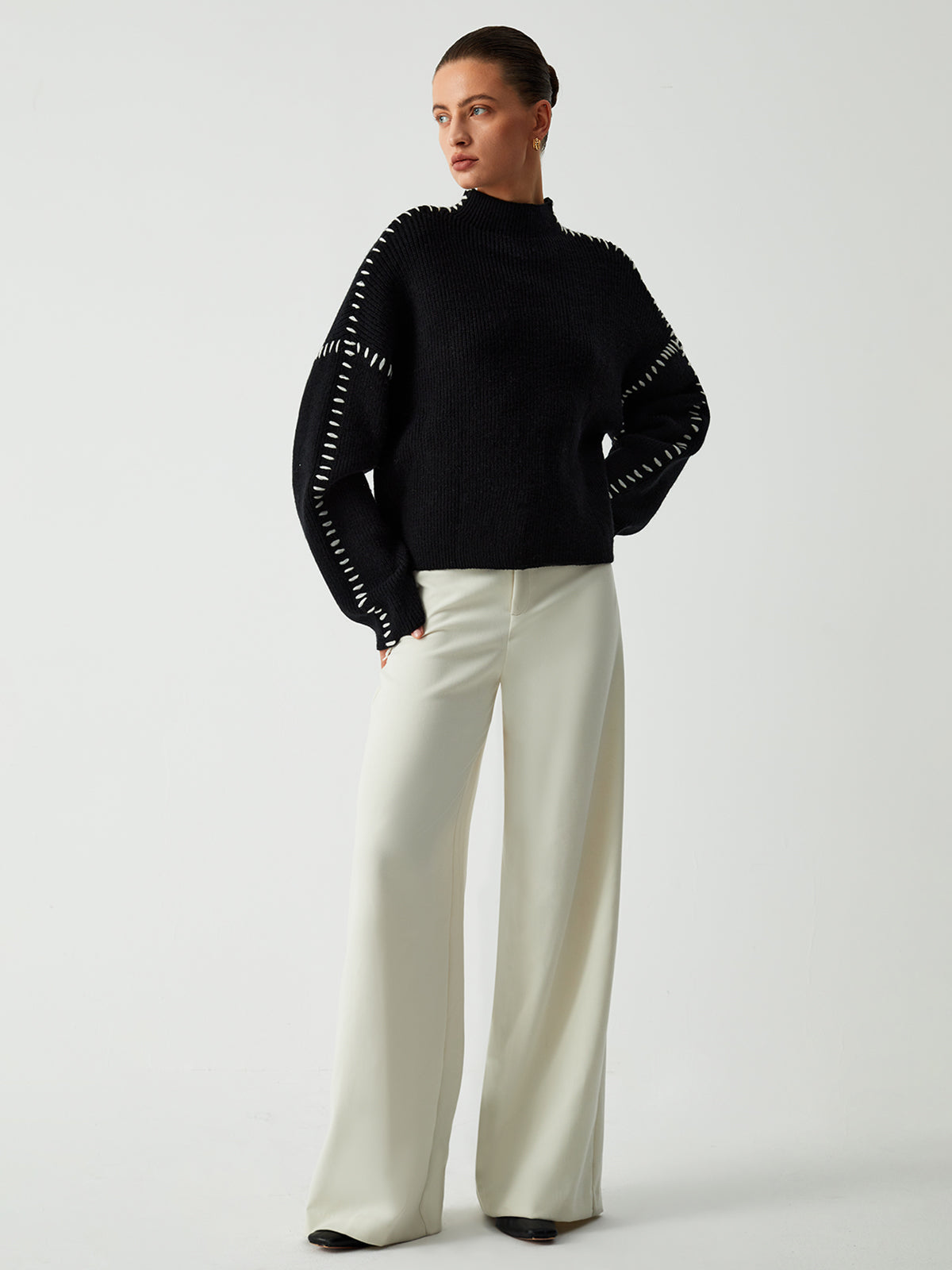 Carys | Suéter Holgado de Cuello Semialto
