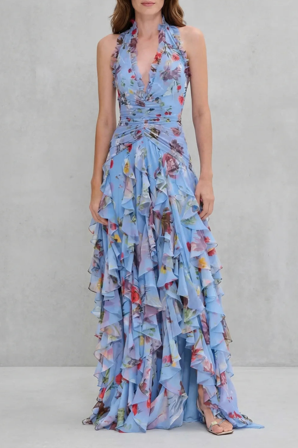 Rosalind | Romantic Rose Cascade Dress with Sweetheart Neckline