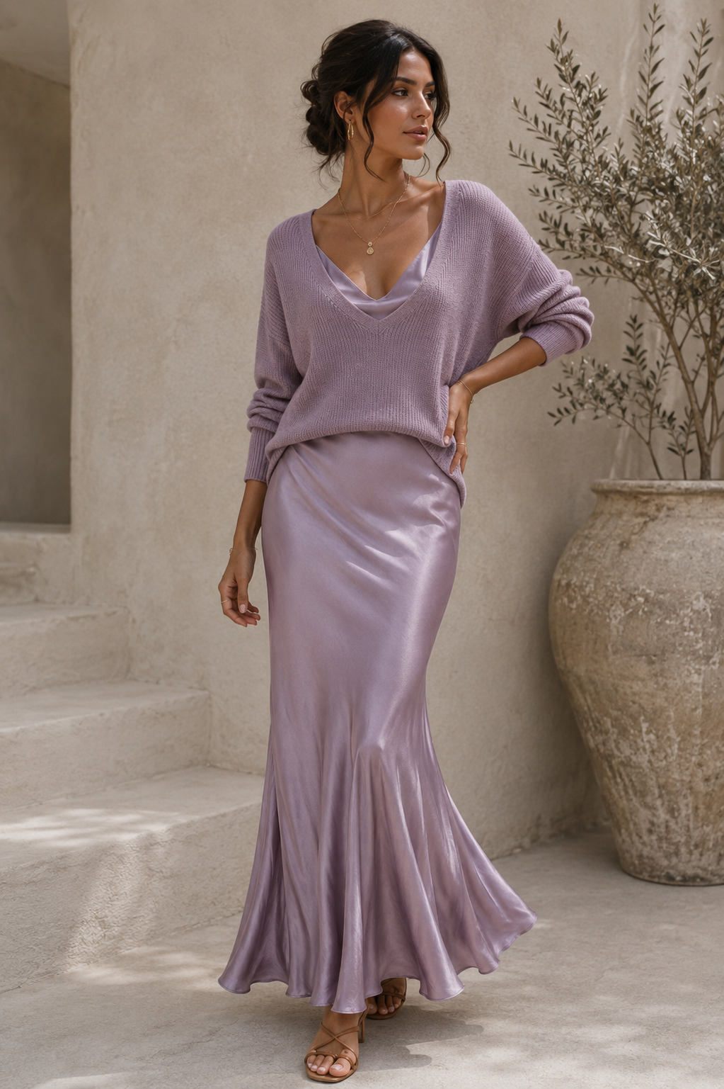 Alma | Vestido de Satén Elegante con Suéter