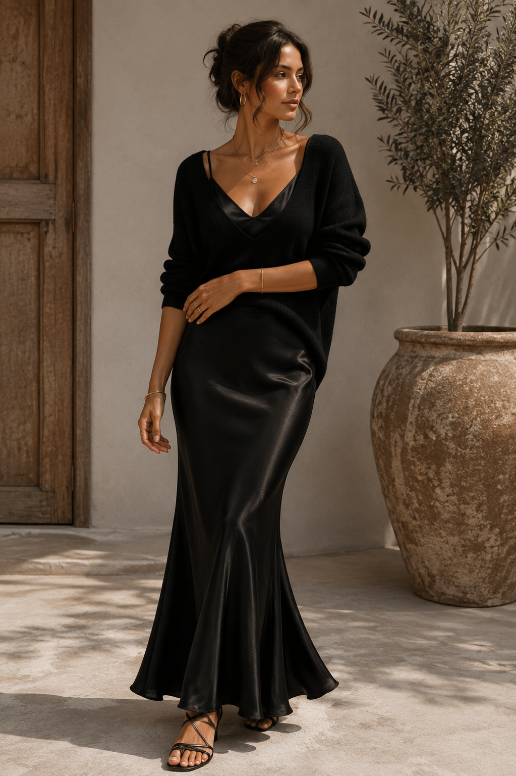Alma | Vestido de Satén Elegante con Suéter