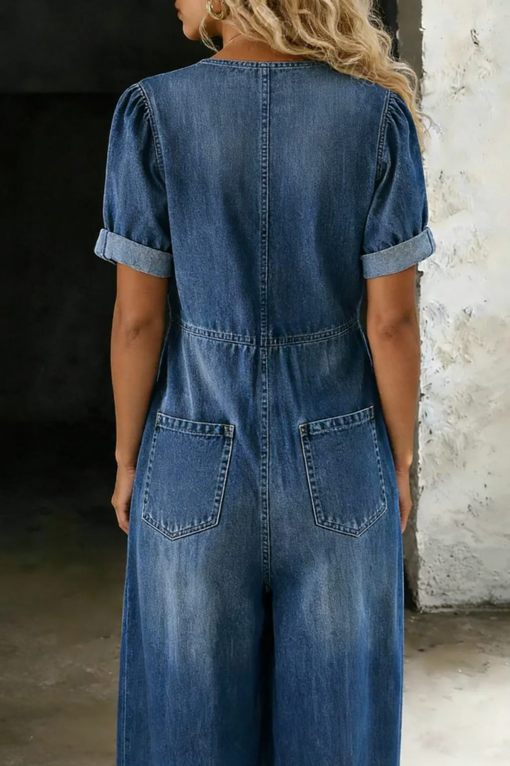 Maya | Jumpsuit Cuello en V Manga Corta