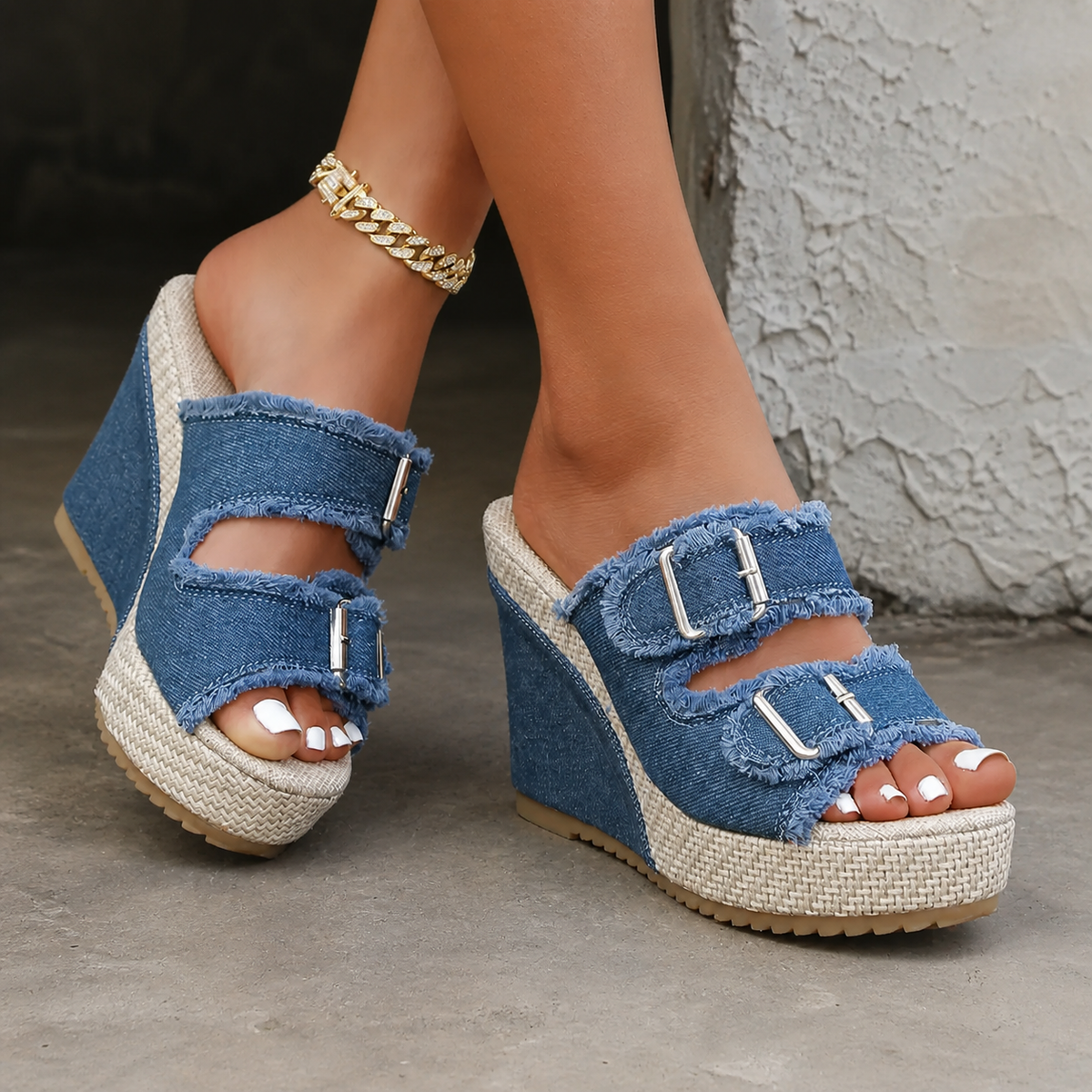Atelier | Sandalias de Plataforma con Borde Deshilachado