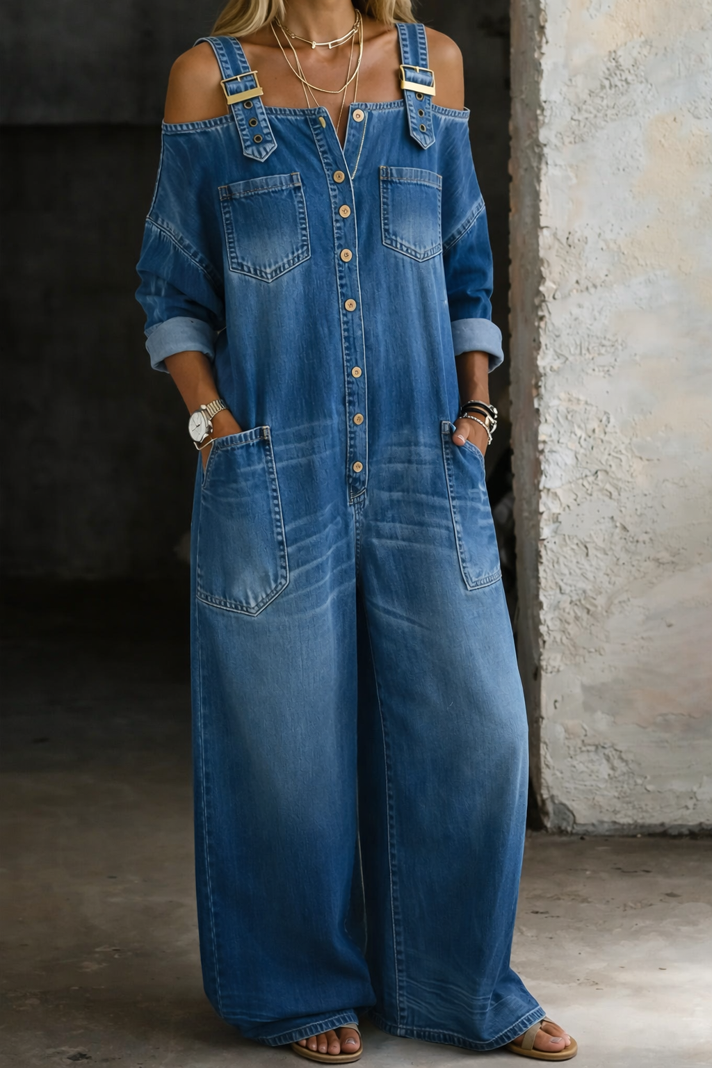Sophia | Jumpsuit de Mezclilla Hombros Descubiertos
