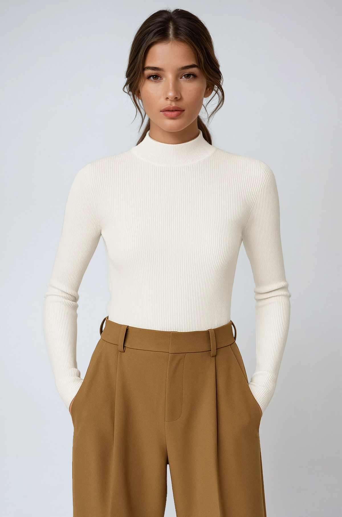 Anais | Blusa Acanalada de Cuello Alto