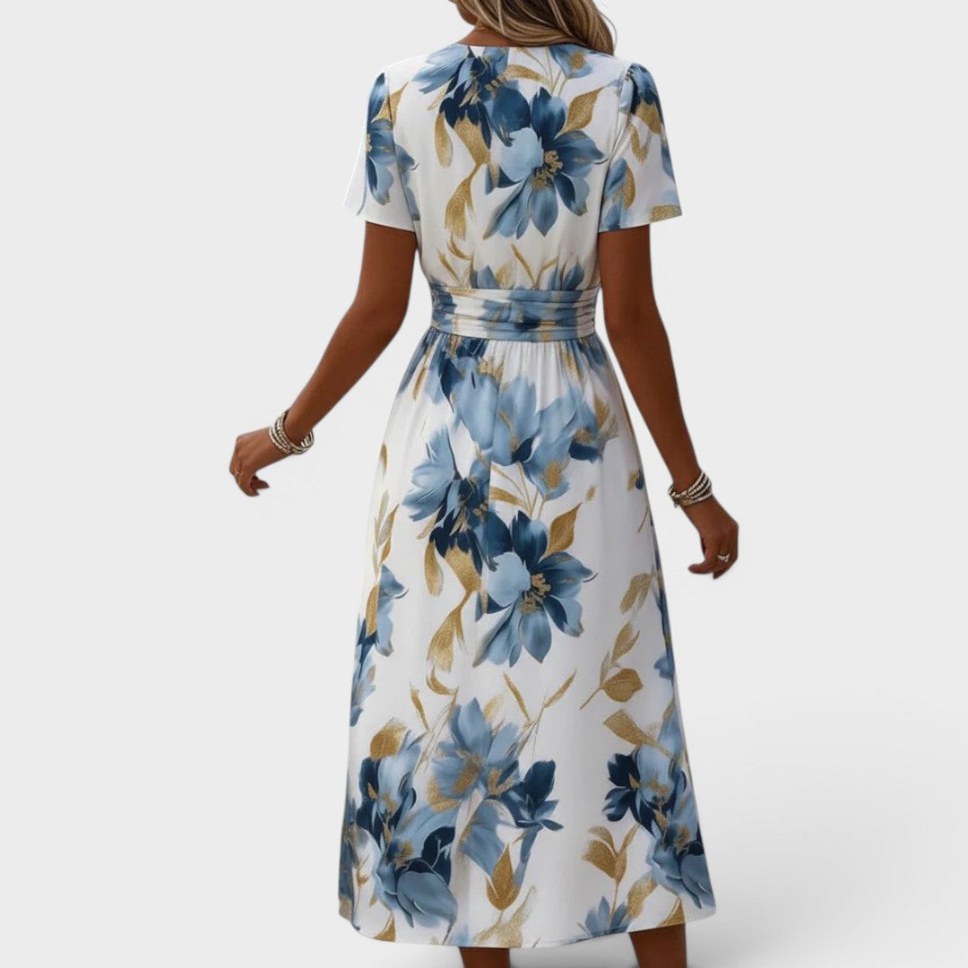 Denise | Vestido Midi de Mujer Floral de Acuarela