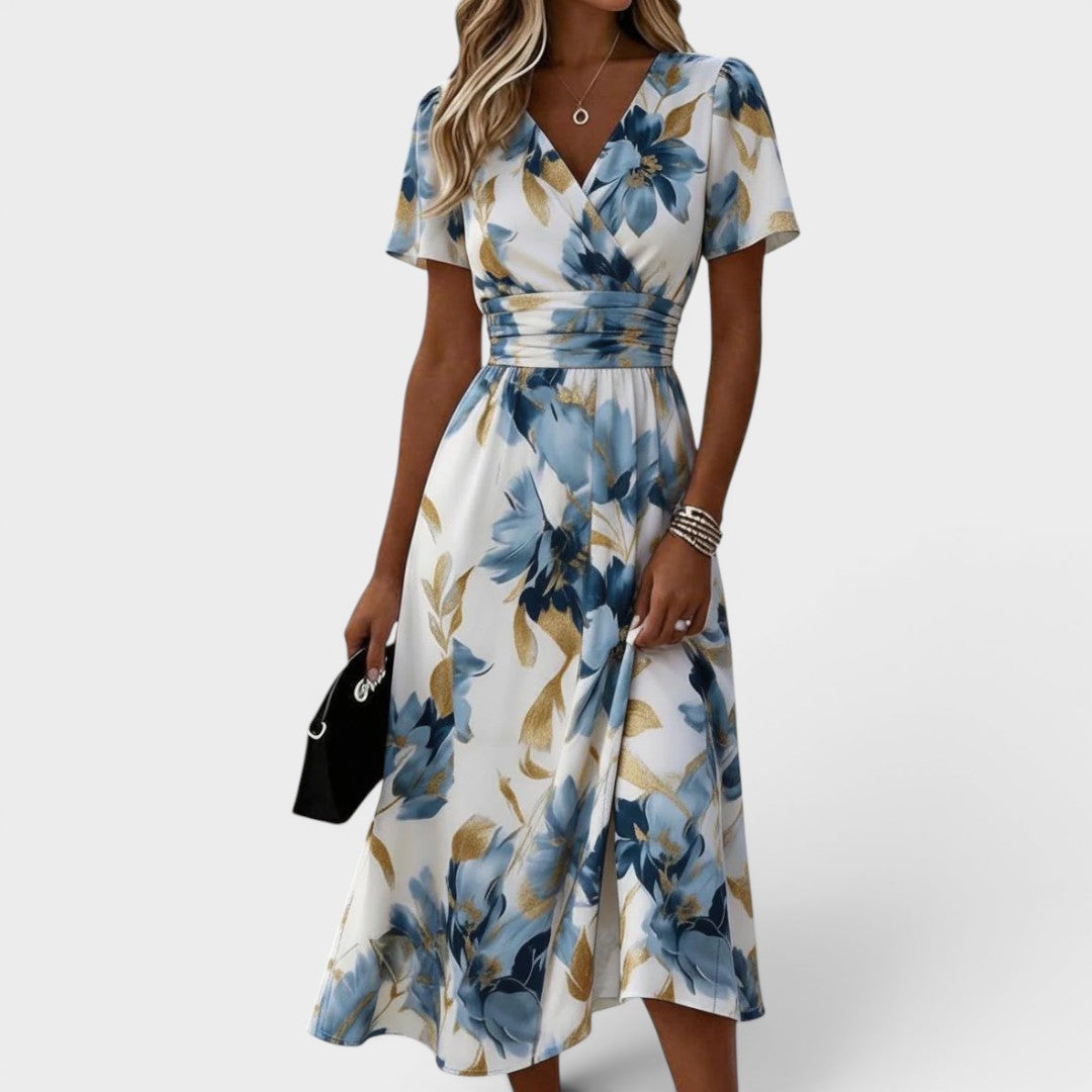 Denise | Vestido Midi de Mujer Floral de Acuarela