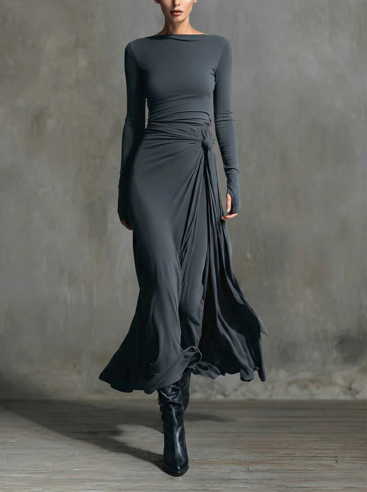 Natalia | Vestido Maxi con Moño Lateral