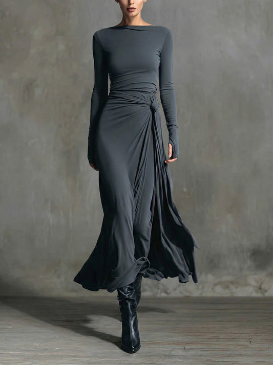 Natalia | Vestido Maxi con Moño Lateral