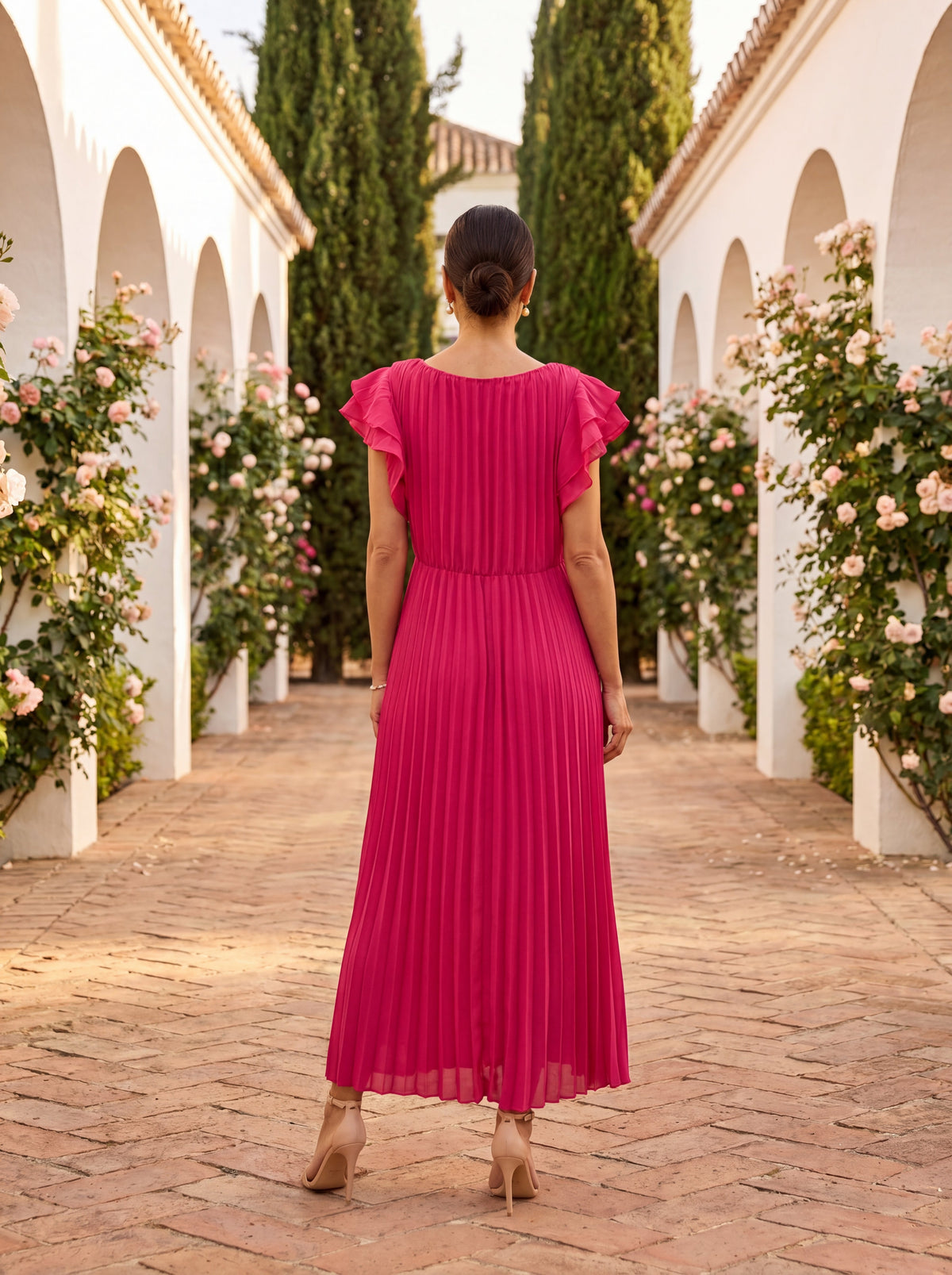 Seraphina | Vestido Largo de Mujer Plisado con Cinturón Anudado