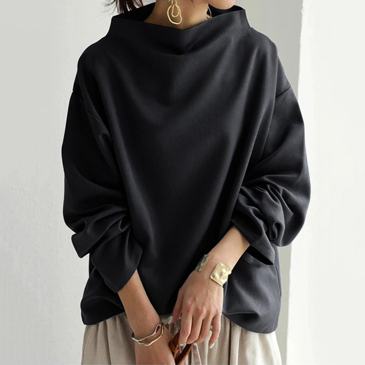 Joan | Blusa Drapeada de Cuello Alto