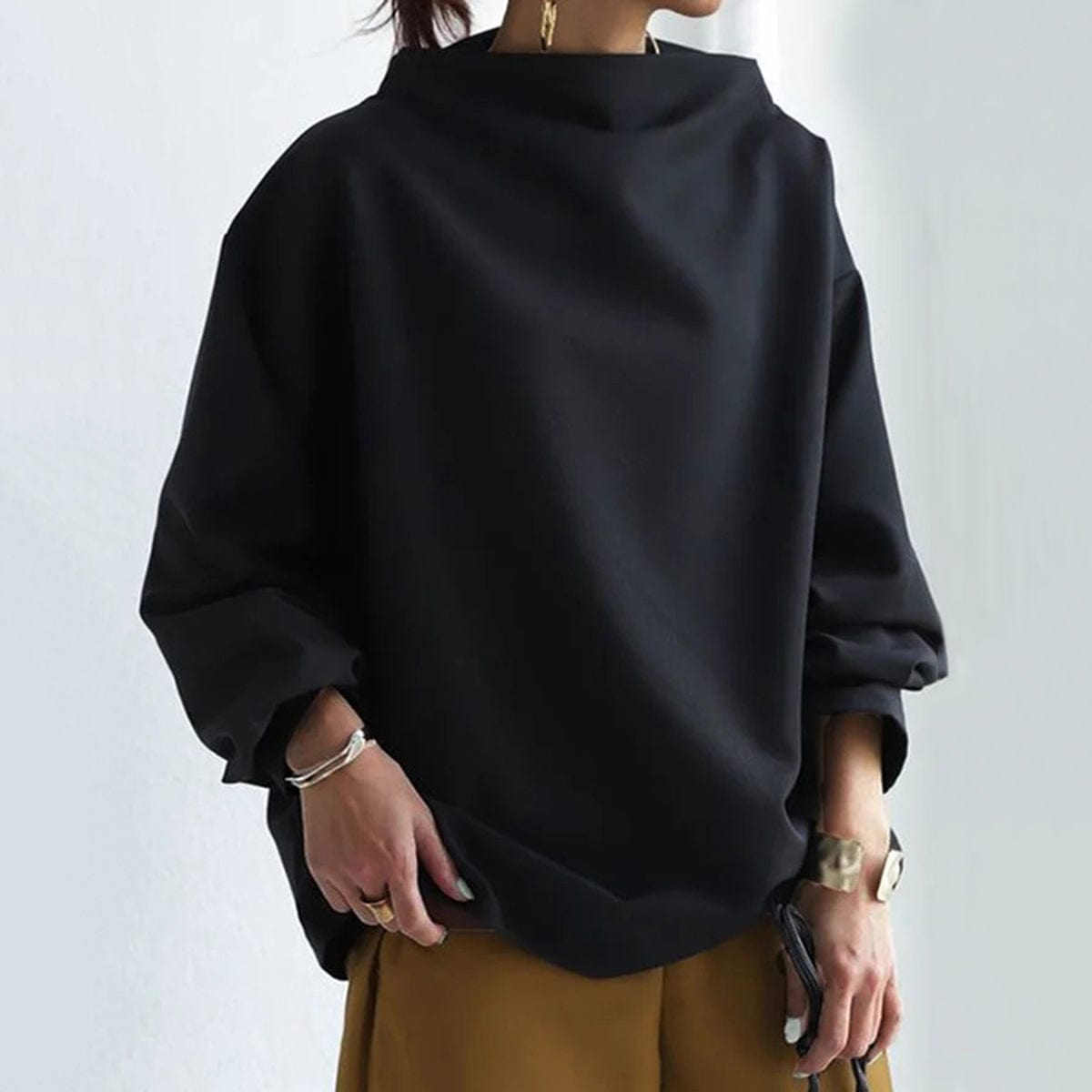 Joan | Blusa Drapeada de Cuello Alto