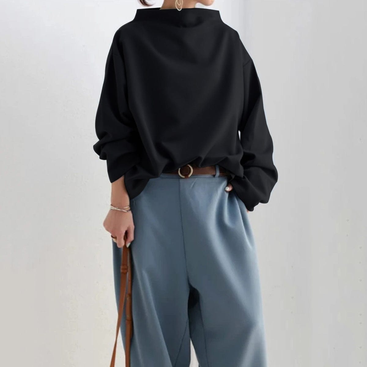 Joan | Blusa Drapeada de Cuello Alto