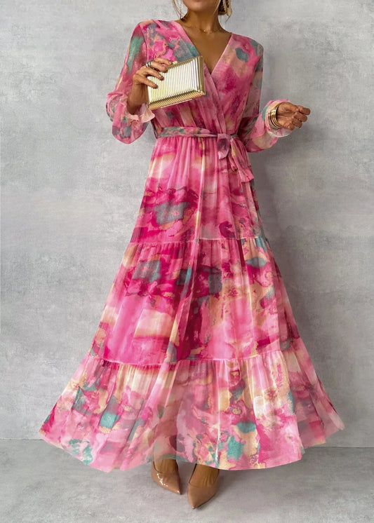 ZOEY | Vestido Cruzado Floral Vibrante con Silueta de Capas Favorecedora