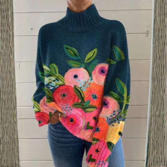 Rosina | Suéter Floral de Cuello Alto