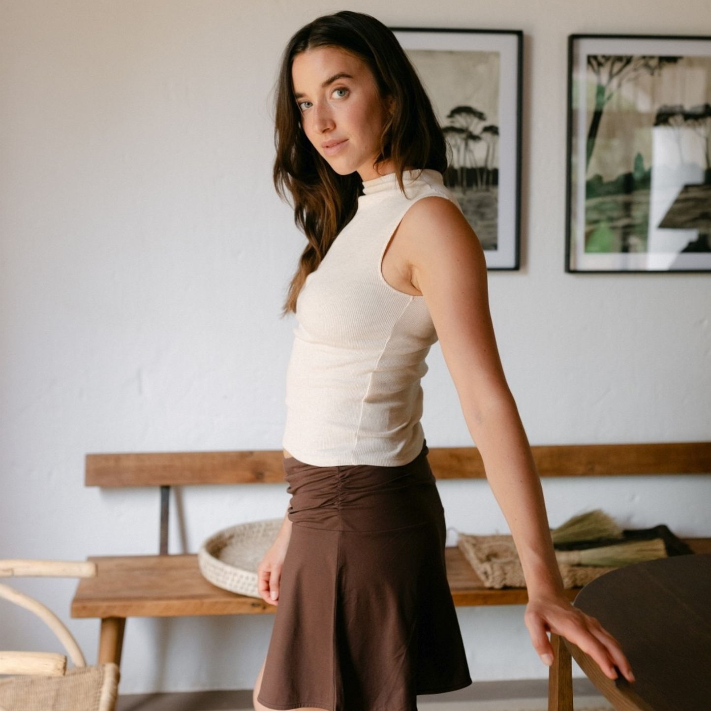 Top acanalado Nori con cuello alto