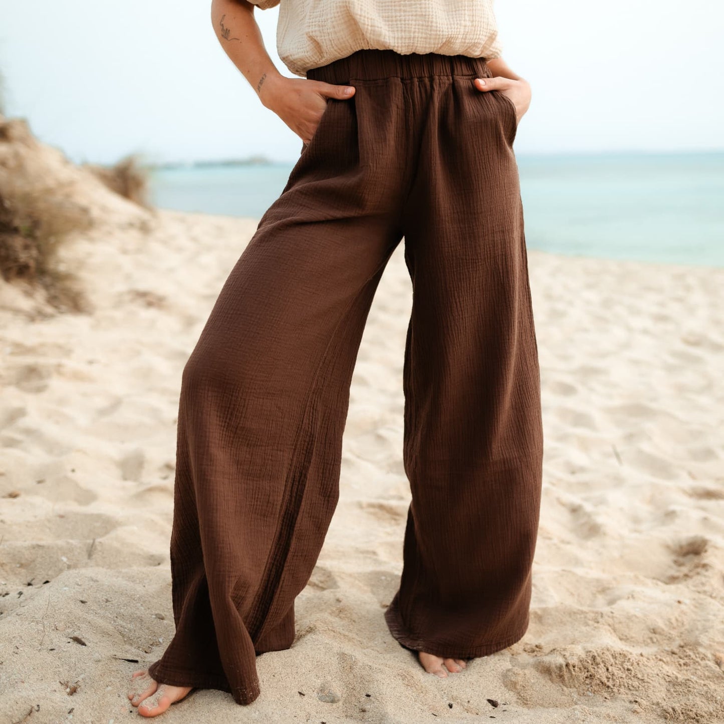 Pantalón palazzo de muselina Nilla