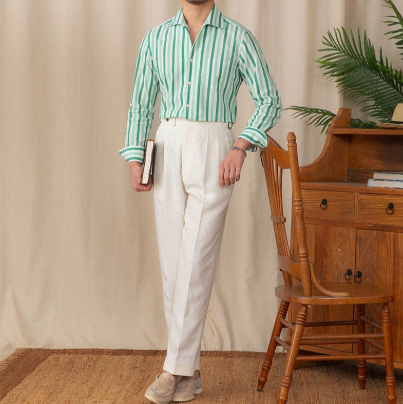 Camisa "Amalfi" de Algodón a Rayas, Manga Larga