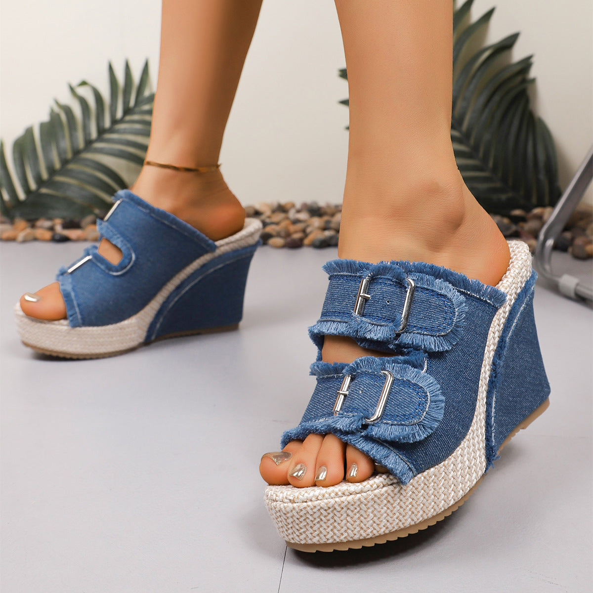 Atelier | Sandalias de Plataforma con Borde Deshilachado