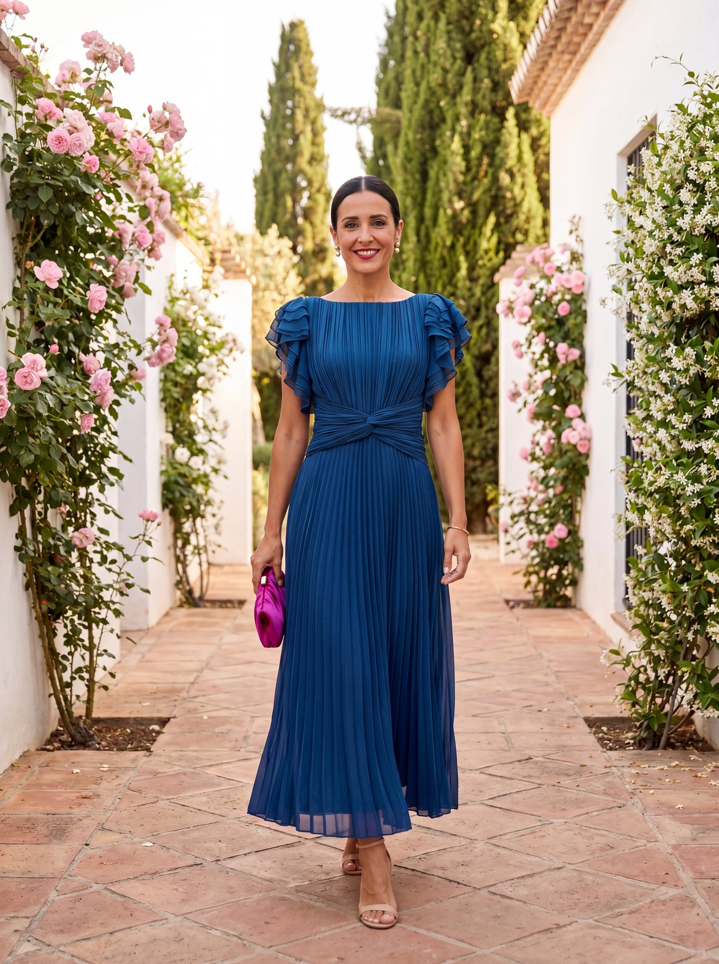 Seraphina | Elegant Pleated Maxi Dress with Tie Waist
