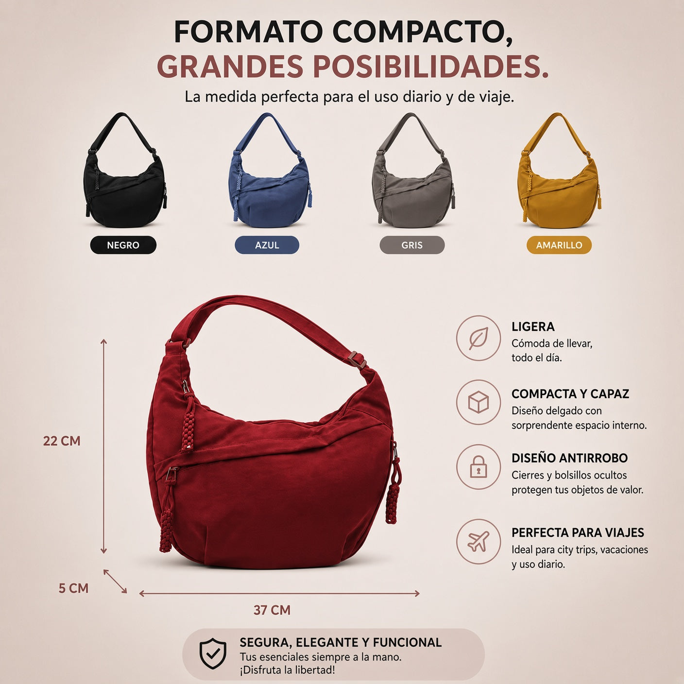 Aria | Bolsa de Hombro Negra