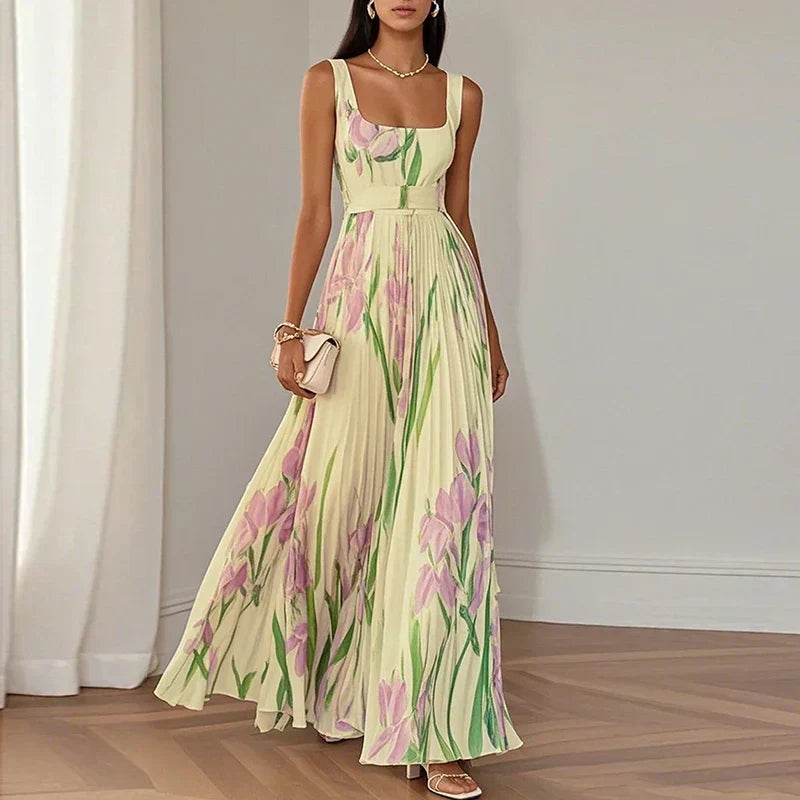 Oriah | Vestido Largo de Mujer Floral Corte A de Seda