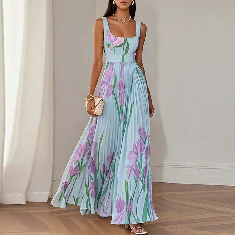 Oriah | Vestido Largo de Mujer Floral Corte A de Seda