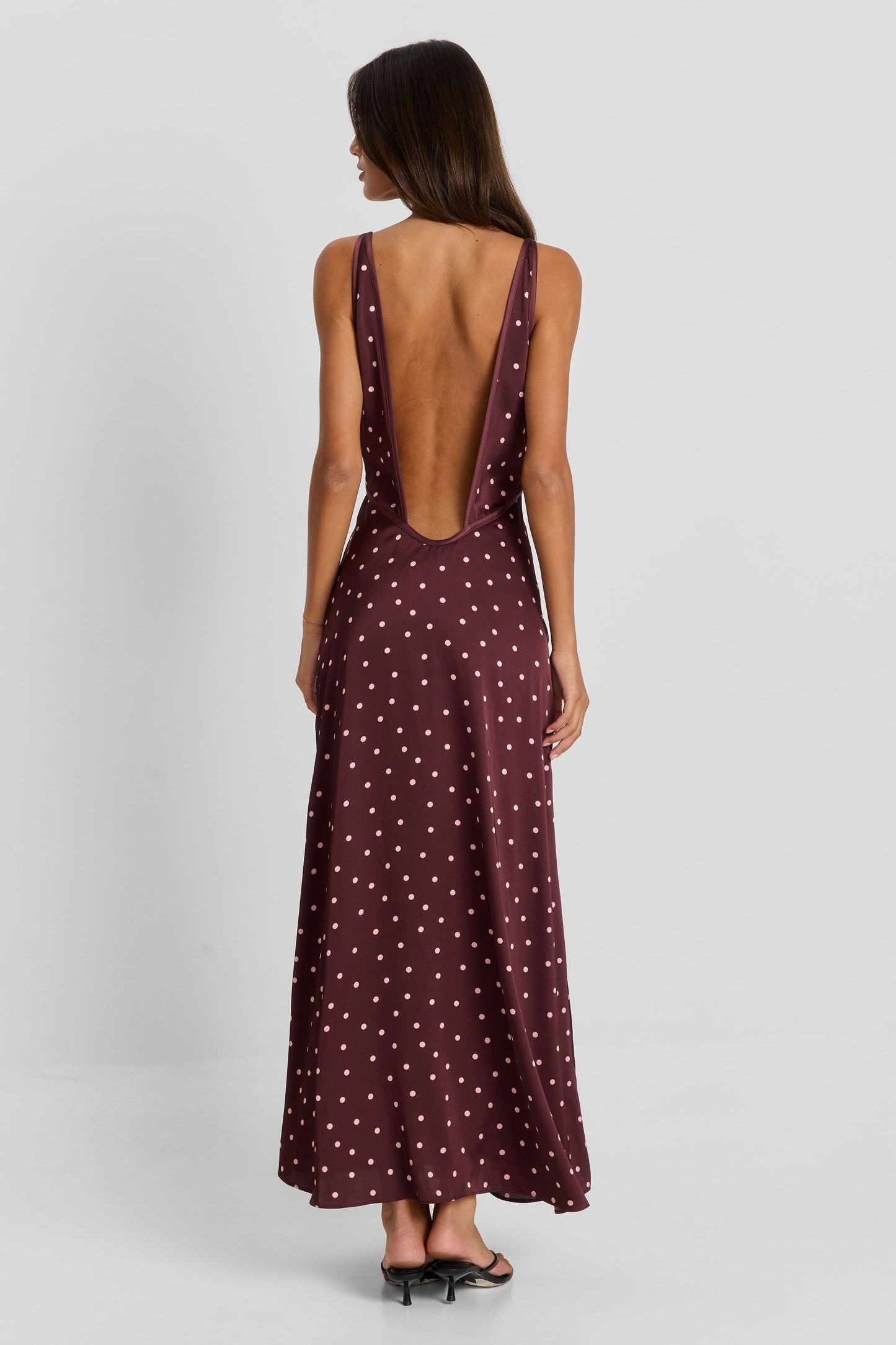 Vestido Largo Cici Rosa Con Lunares