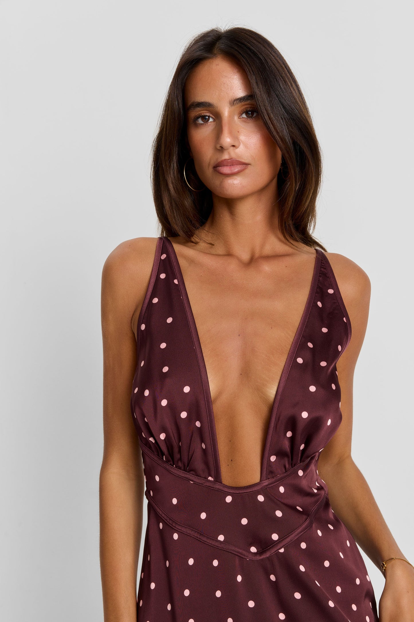 Vestido Largo Cici Rosa Con Lunares